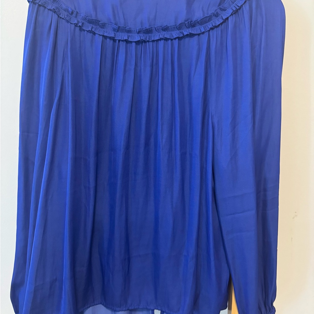 Women's Blue Ruffled Top - Picture 3 of 3